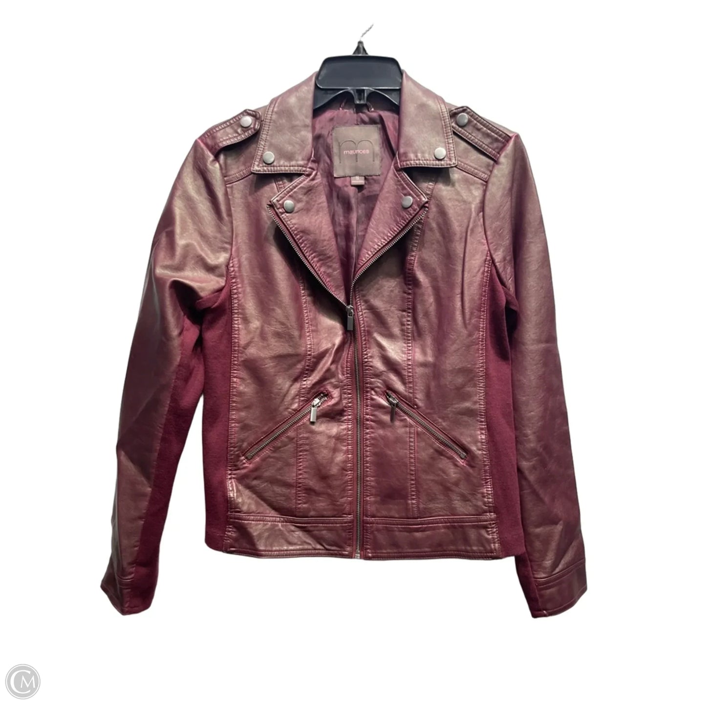 Jacket Moto By Maurices In Maroon, Size: S