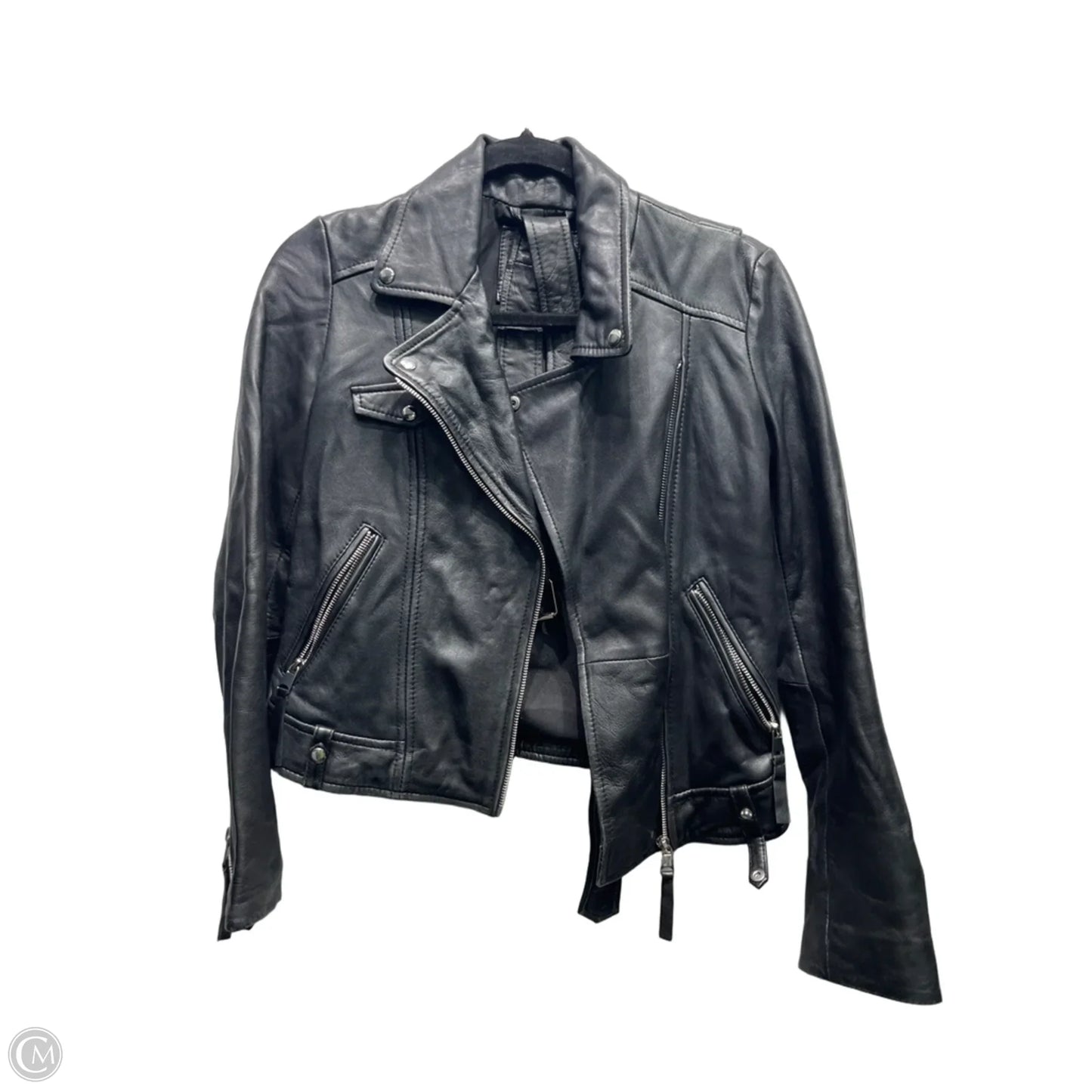 Jacket Moto Leather By Zara In Black, Size: S