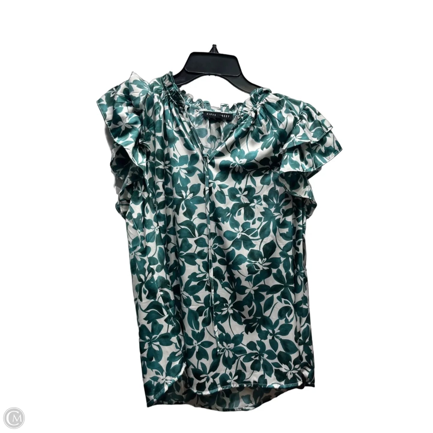 Top Short Sleeve By FIFTY STREET In Green & White, Size: L