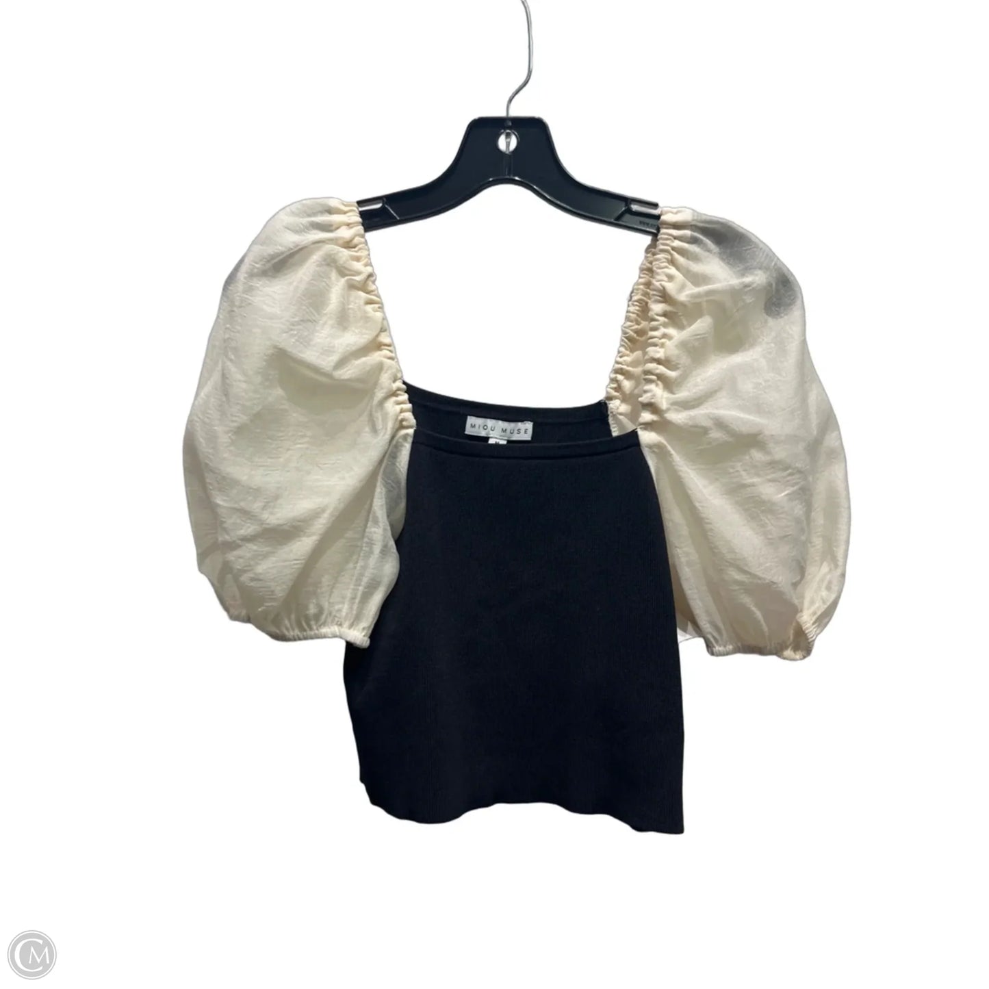 Top Short Sleeve By Miou Muse In Black & Cream, Size: M