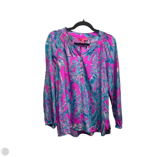 Blouse Designer By Lilly Pulitzer In Blue & Pink, Size: S