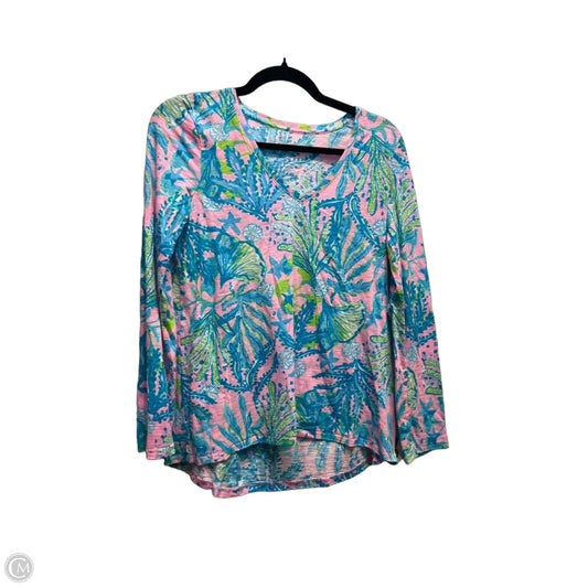 Top Long Sleeve Designer By Lilly Pulitzer In Green & Pink, Size: S
