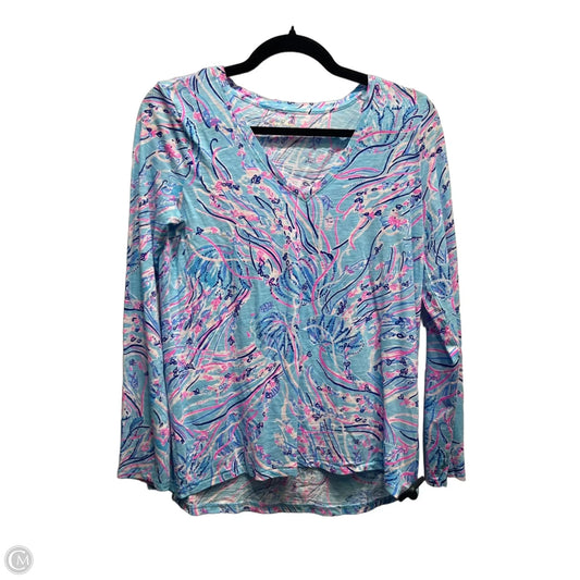 Top Long Sleeve Designer By Lilly Pulitzer In Blue & Pink, Size: S