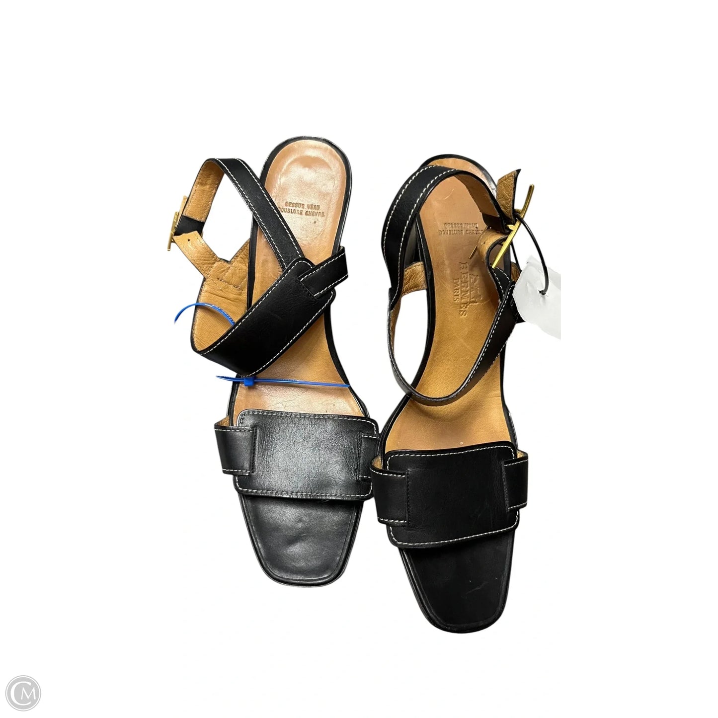 Sandals Luxury Designer By Hermes In Black, Size: 8.5