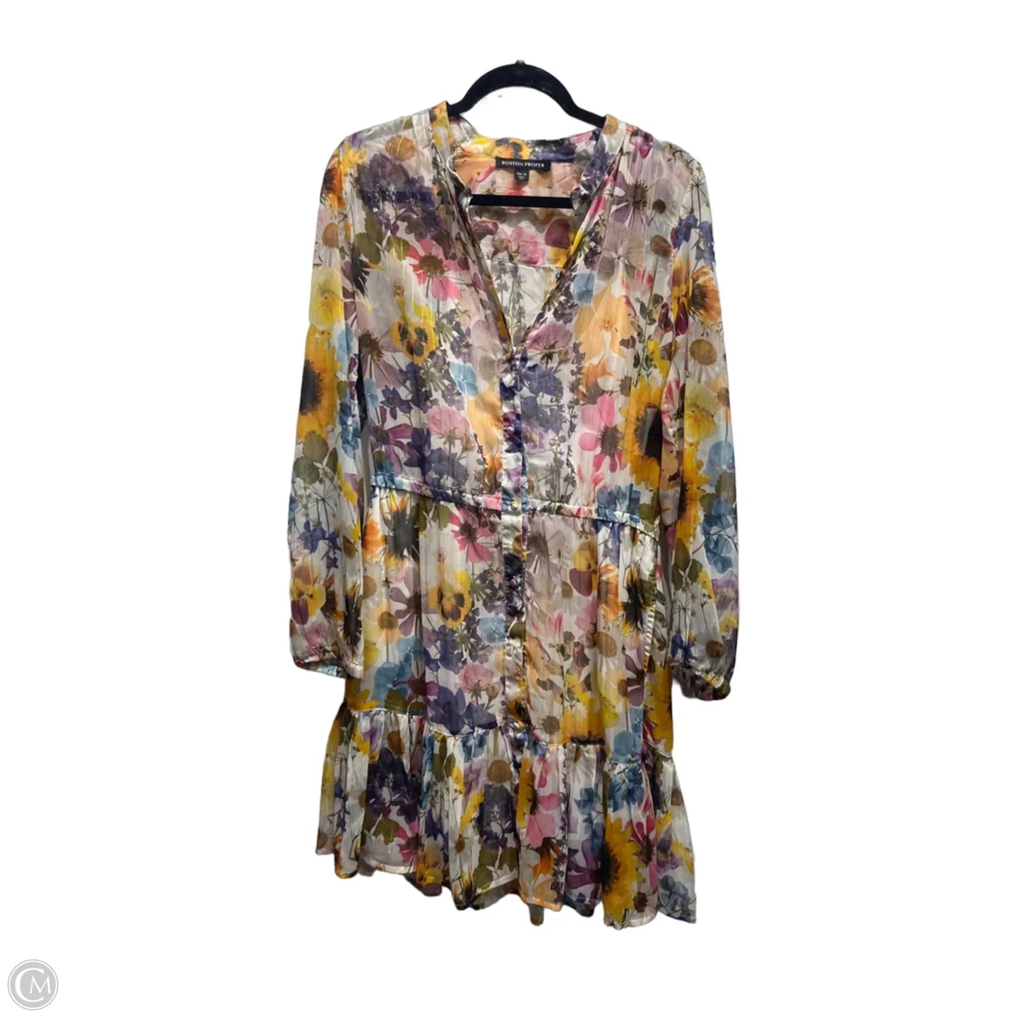 Dress Set 2pc By Boston Proper In Purple & Yellow, Size: M