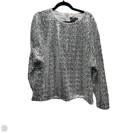 Blouse Long Sleeve By Something Navy In Silver, Size: Xxl