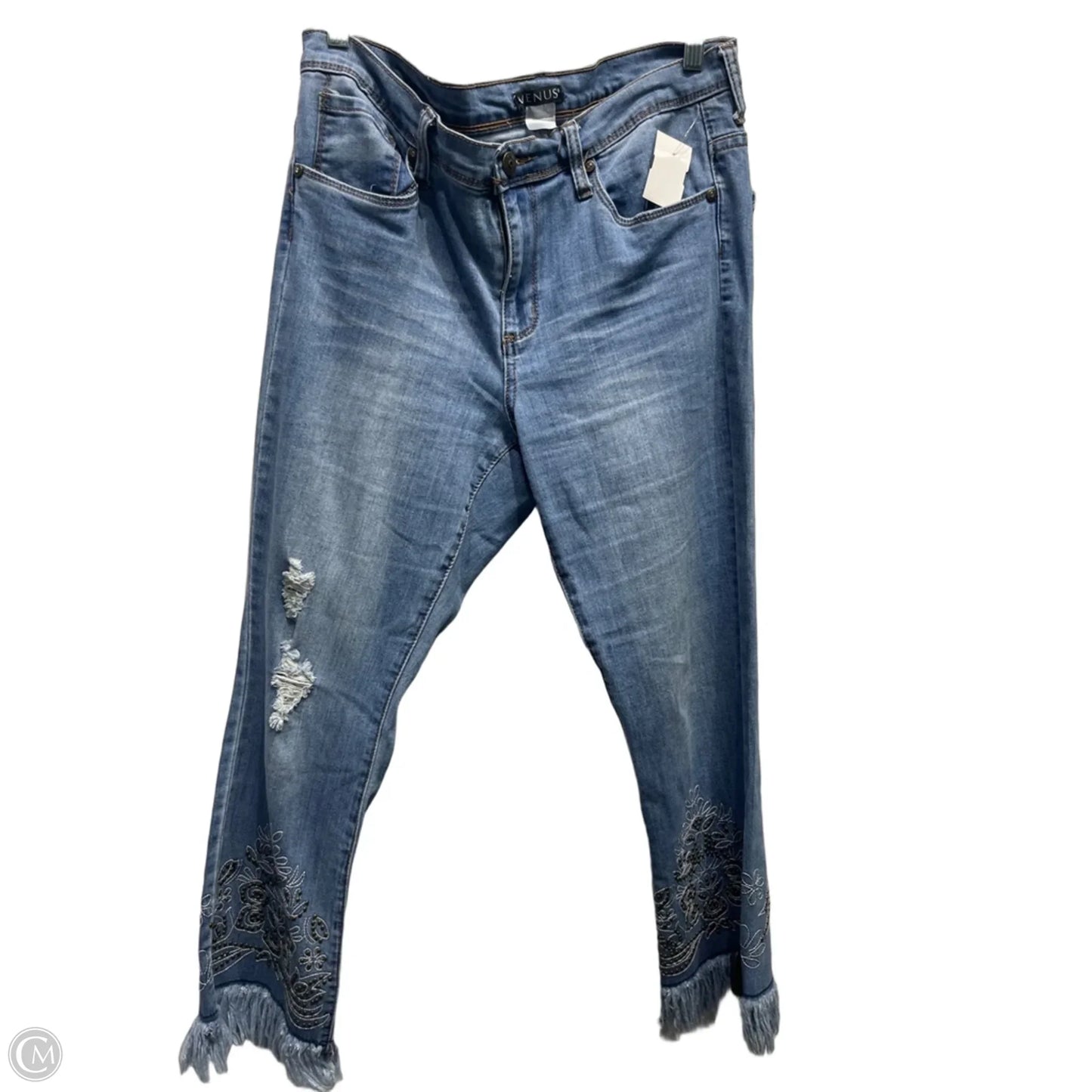 Jeans Cropped By Venus In Blue Denim, Size: L
