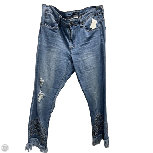 Jeans Cropped By Venus In Blue Denim, Size: L