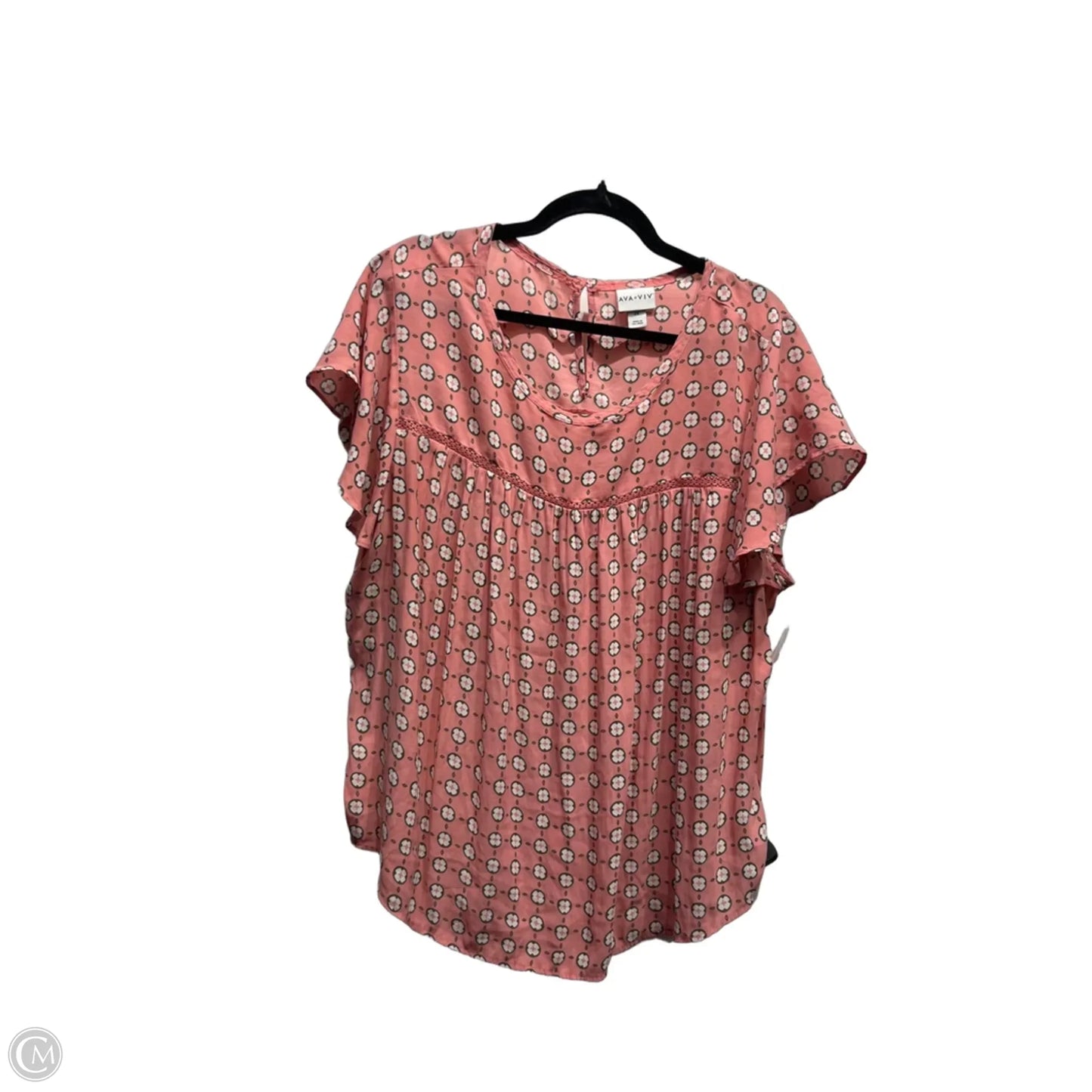 Top Short Sleeve By Ava & Viv In Green & Pink, Size: 2x