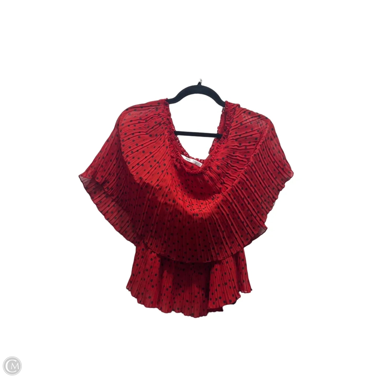 Top Short Sleeve By Zara In Black & Red, Size: M