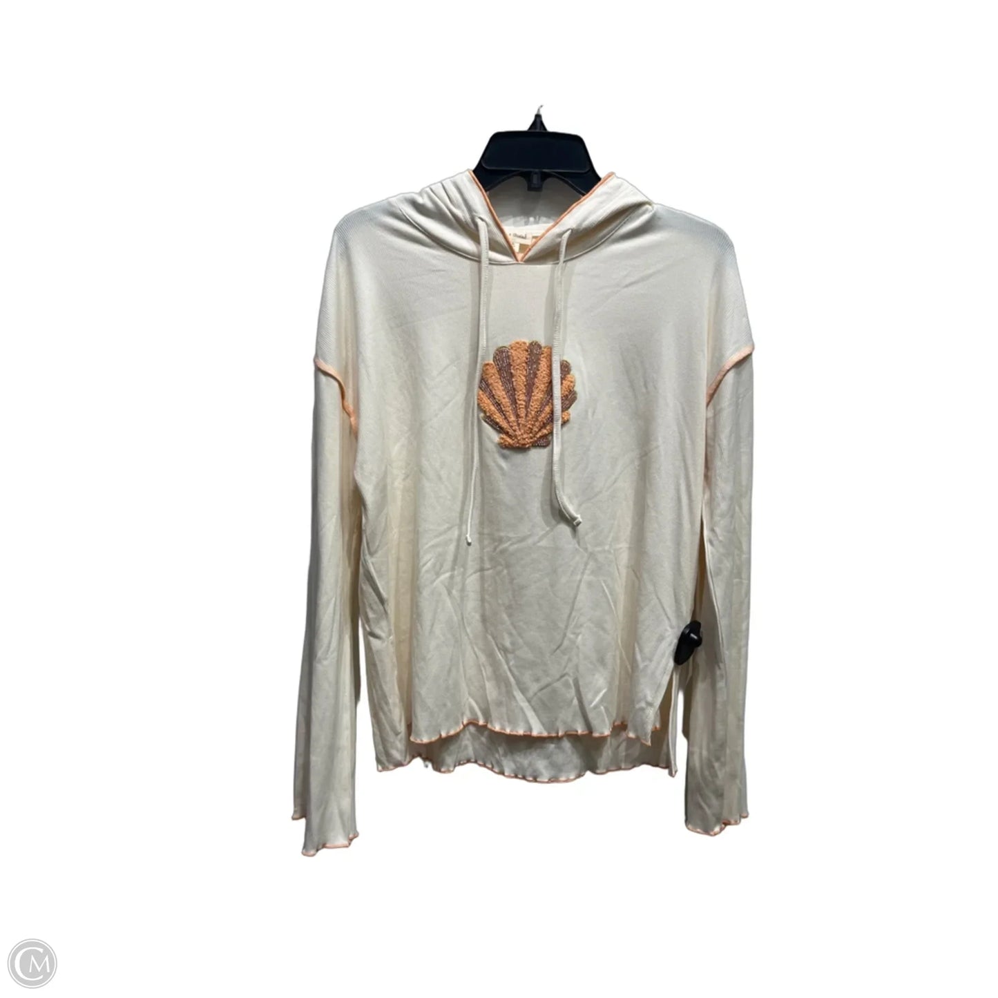Top Long Sleeve By Hem & Thread In Cream & Orange, Size: M