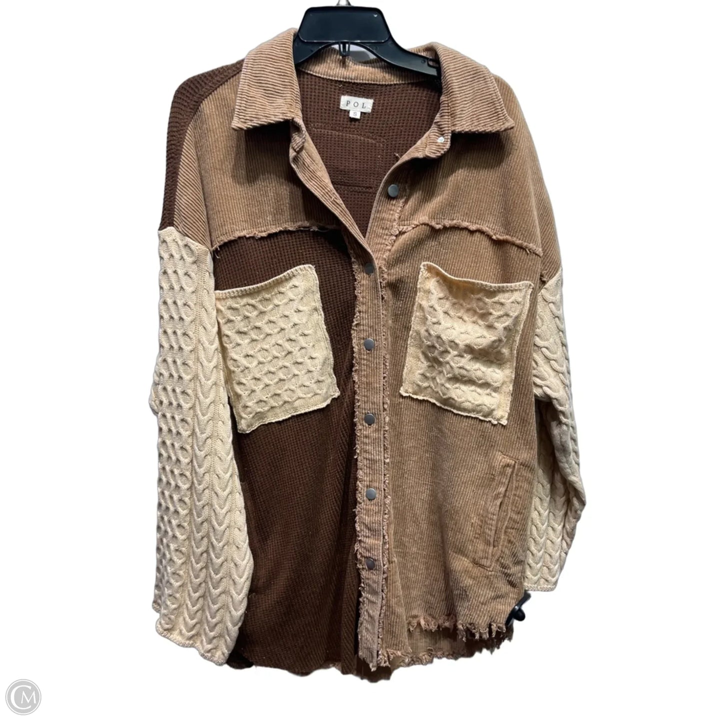 Jacket Shirt By Pol In Tan, Size: S