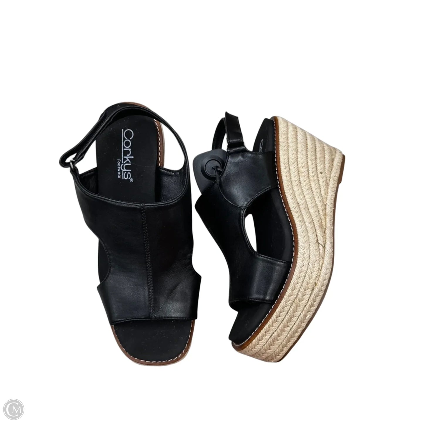Sandals Heels Wedge By Corkys In Black, Size: 8