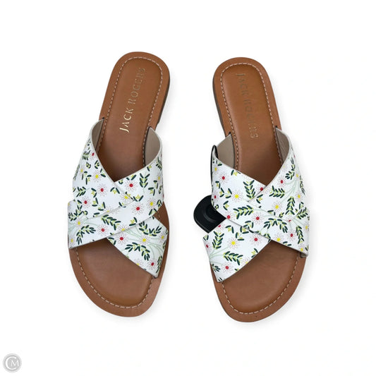 Sandals Flats By Jack Rogers In Green & White, Size: 8.5