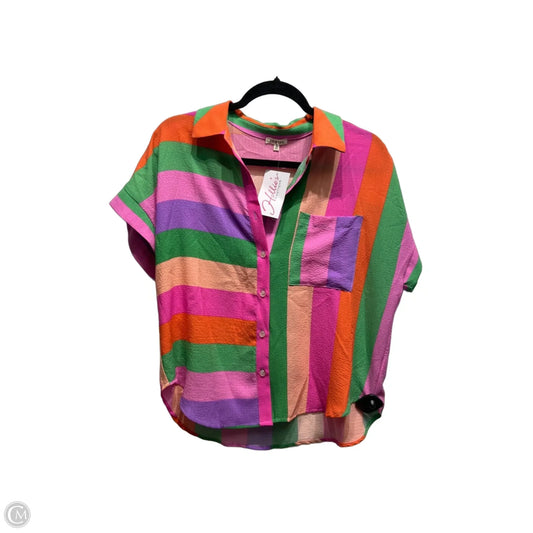 Blouse Short Sleeve By Jodifl In Green & Pink, Size: S