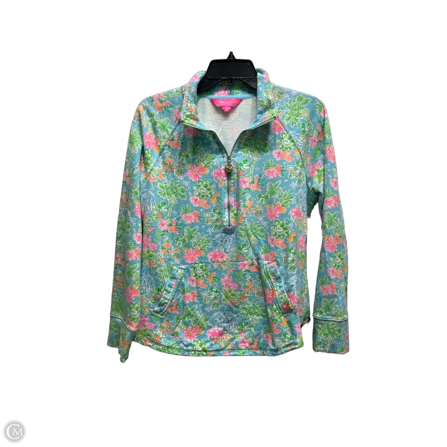 Top Long Sleeve Designer By Lilly Pulitzer In Green & Pink, Size: M