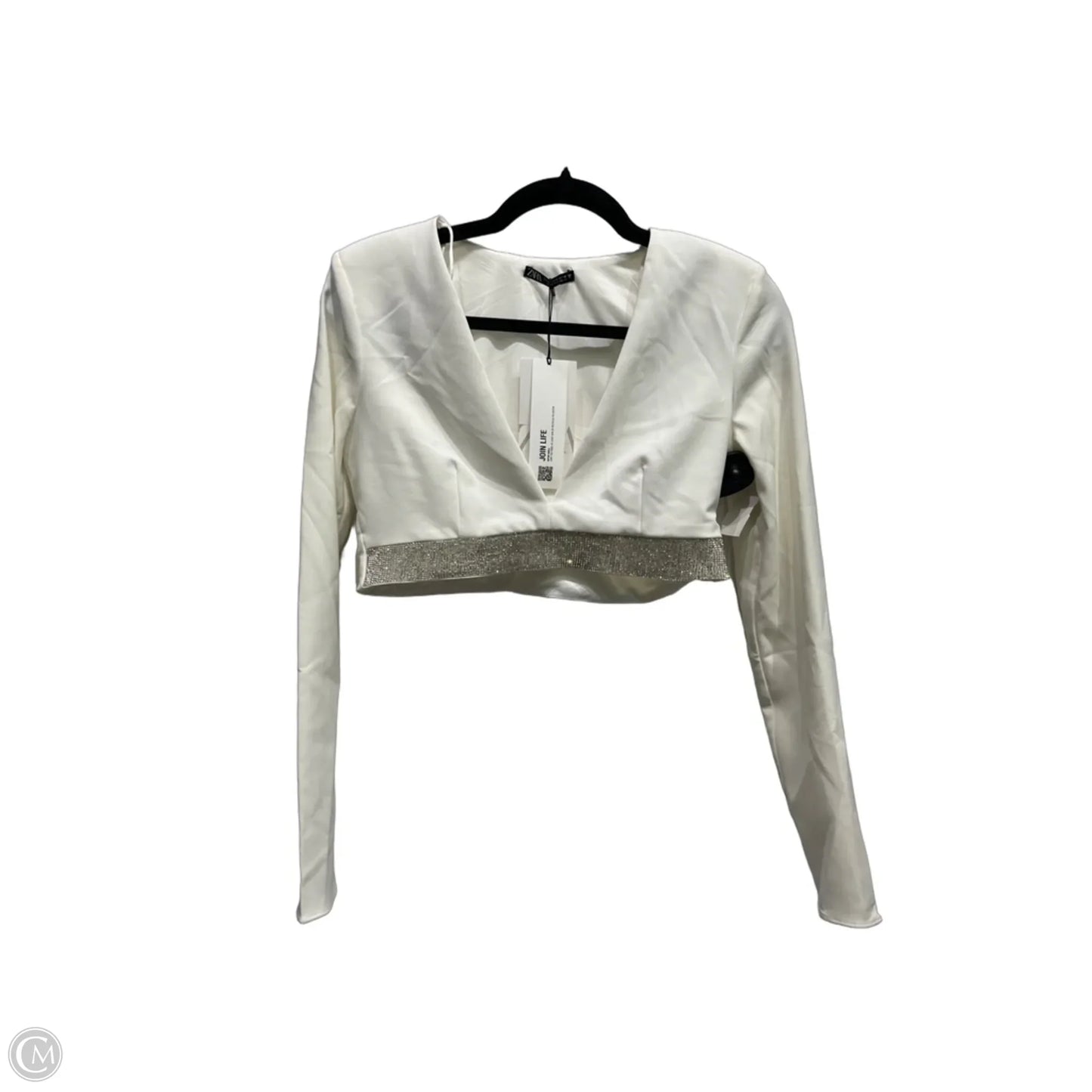 Top Long Sleeve By Zara In White, Size: M