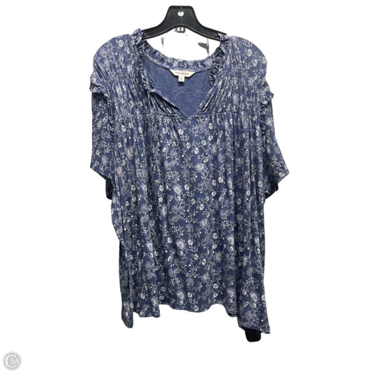Top Short Sleeve By Lucky Brand In Blue & White, Size: 2x