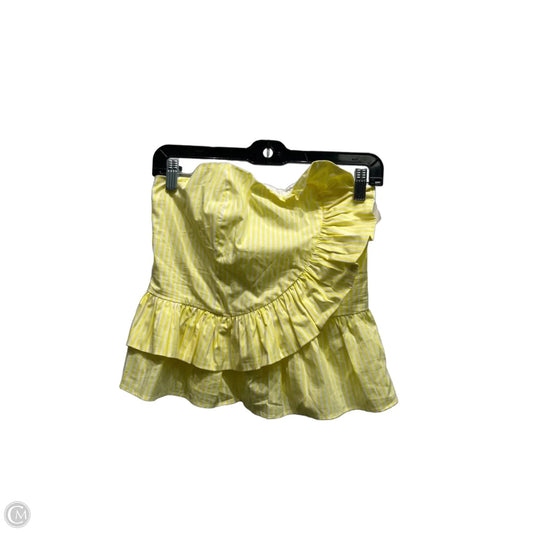 Top Sleeveless By Express In White & Yellow, Size: S