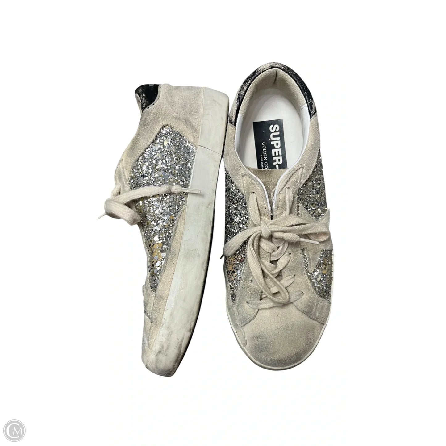 Shoes Luxury Designer By Golden Goose In Black & Silver, Size: 7