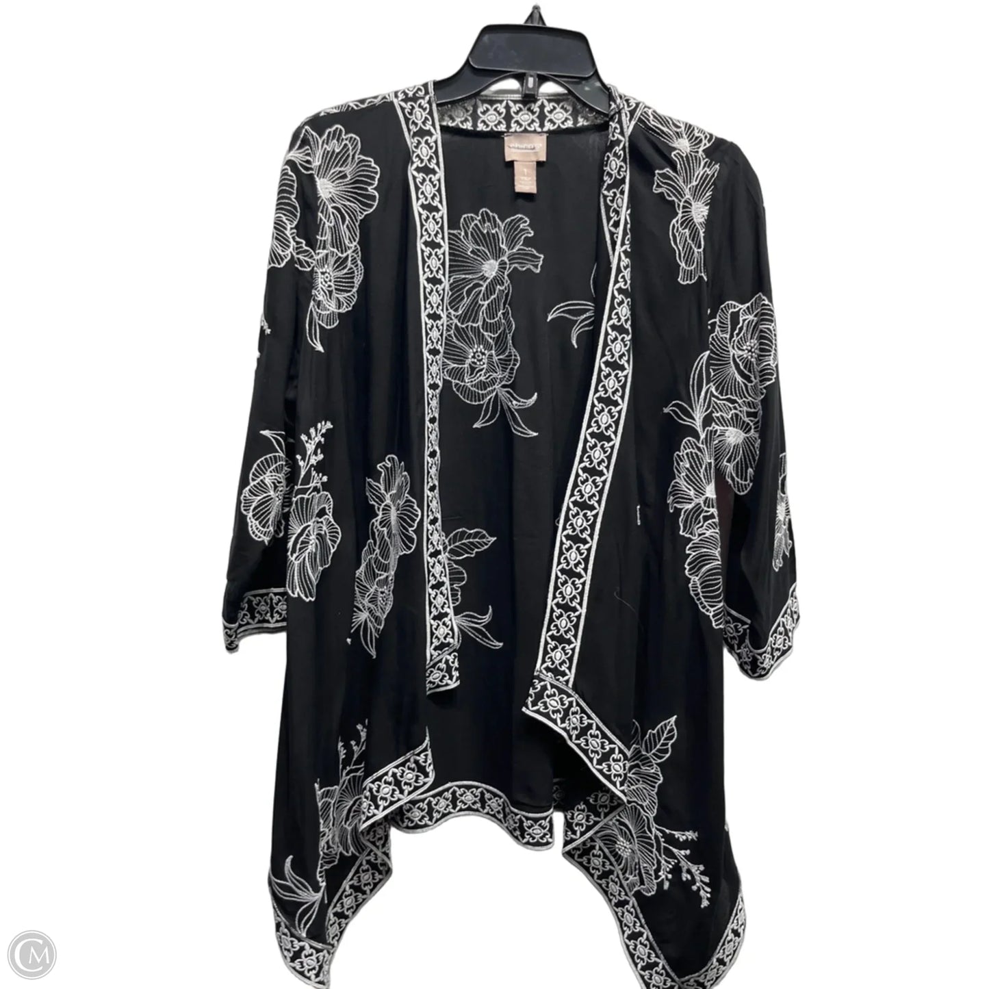 Cardigan By Chicos In Black & White, Size: M