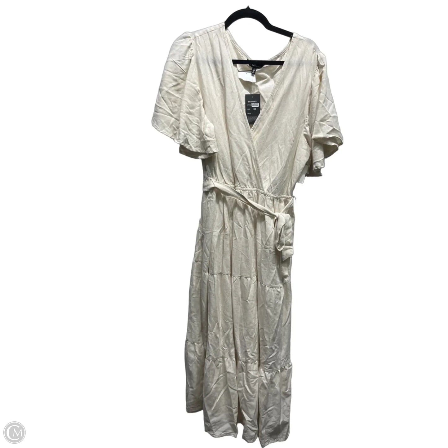 Dress Casual Midi By cassees In Cream, Size: 3x