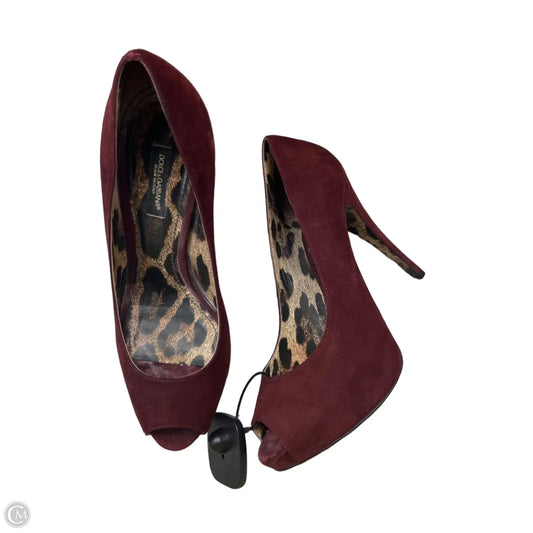 Sandals Luxury Designer By Dolce And Gabbana In Maroon, Size: 7.5
