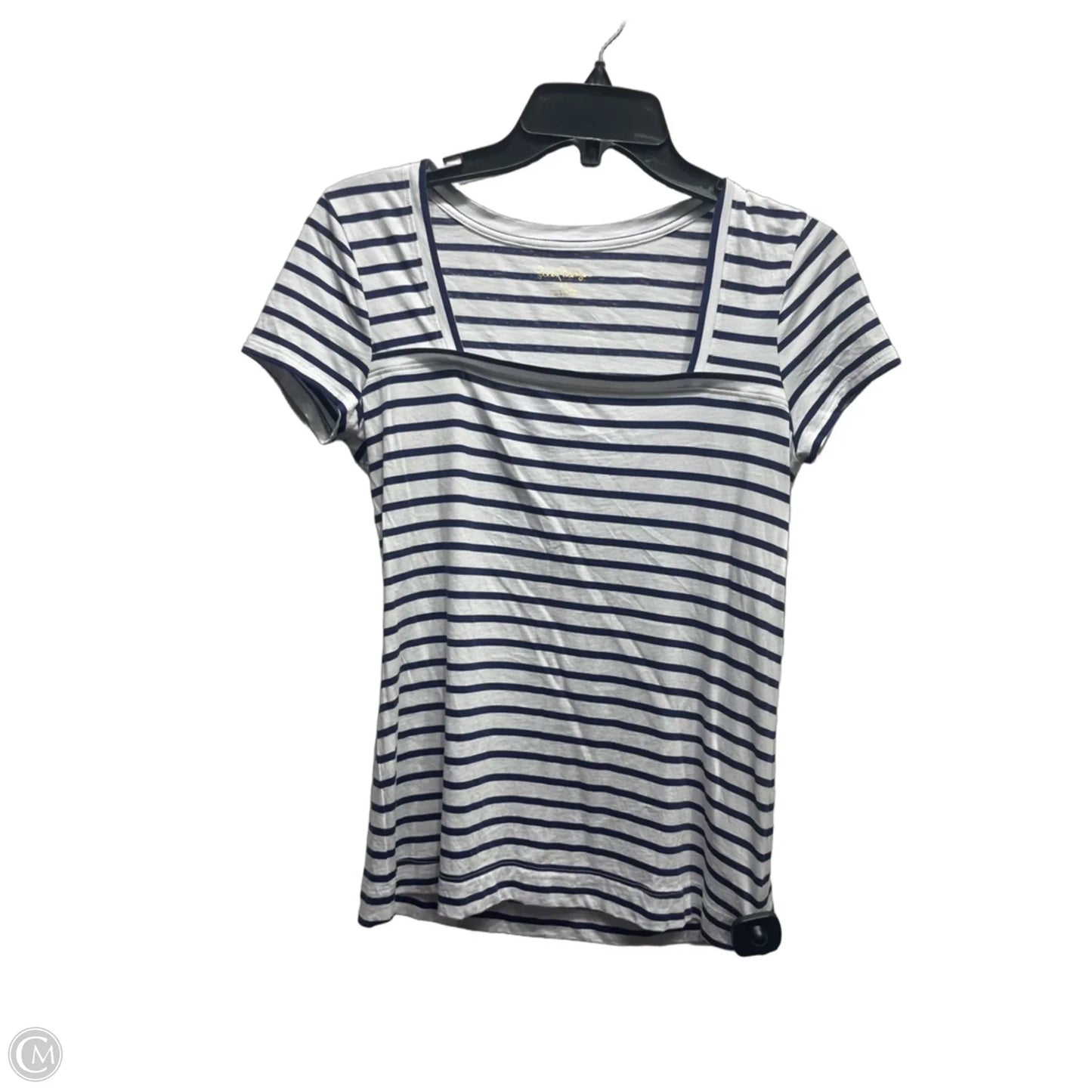 Top Short Sleeve Designer By Lilly Pulitzer In Blue & White, Size: Xs