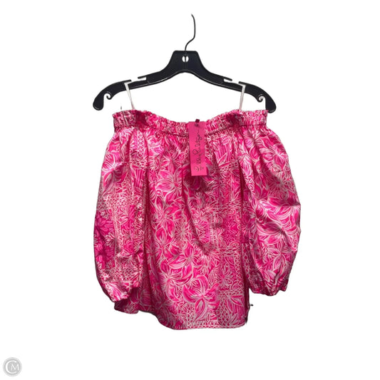 Top Long Sleeve Designer By Lilly Pulitzer In Pink & White, Size: Xs