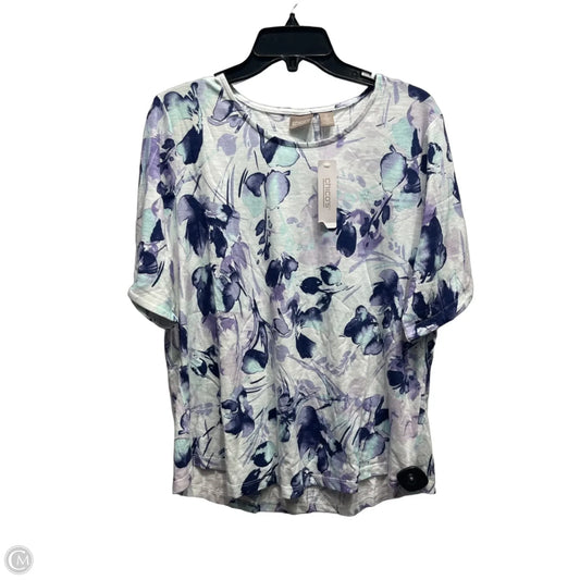 Top Short Sleeve By Chicos In Blue & Purple, Size: L
