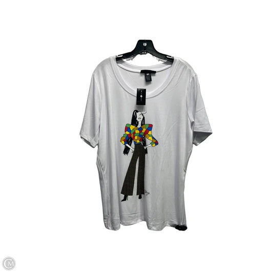 Top Short Sleeve By Ashley Stewart In Black & White, Size: 16