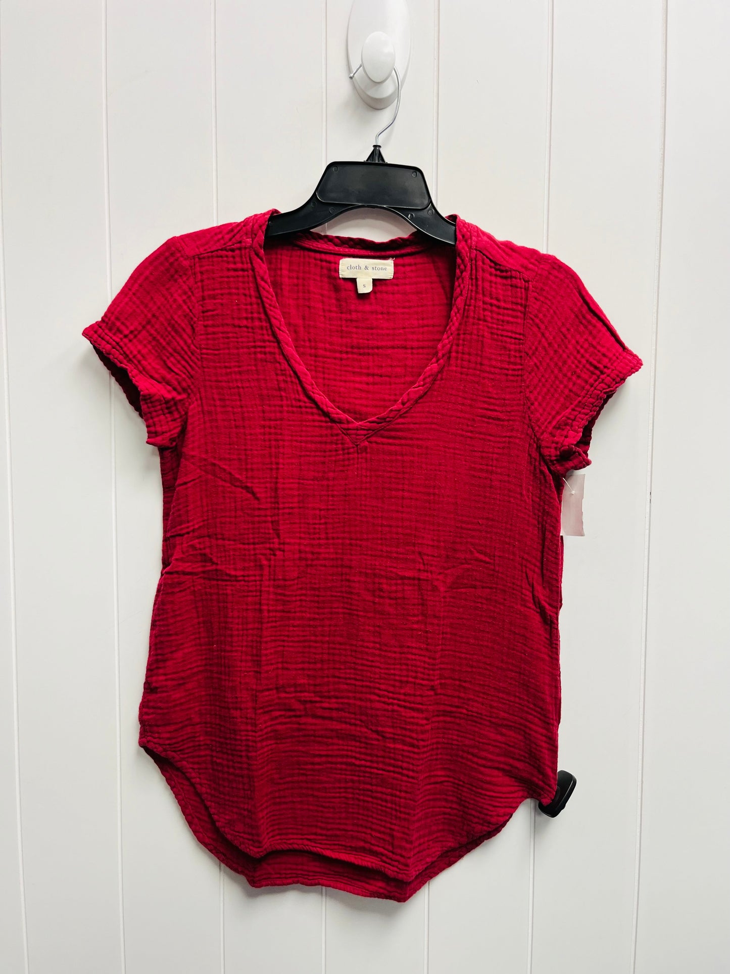 Red Top Short Sleeve Cloth & Stone, Size S