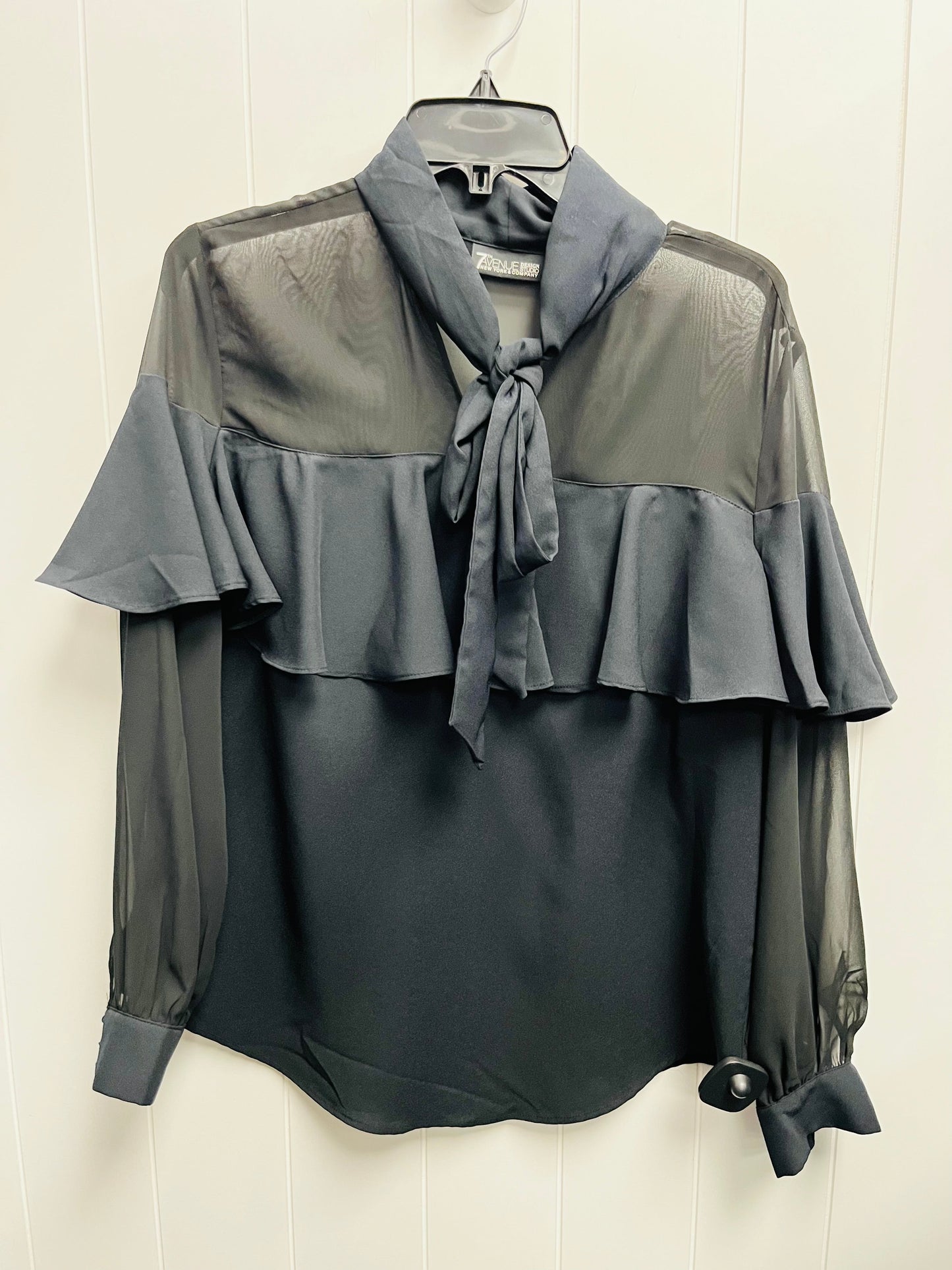 Blouse Long Sleeve By New York And Co In Black, Size: L