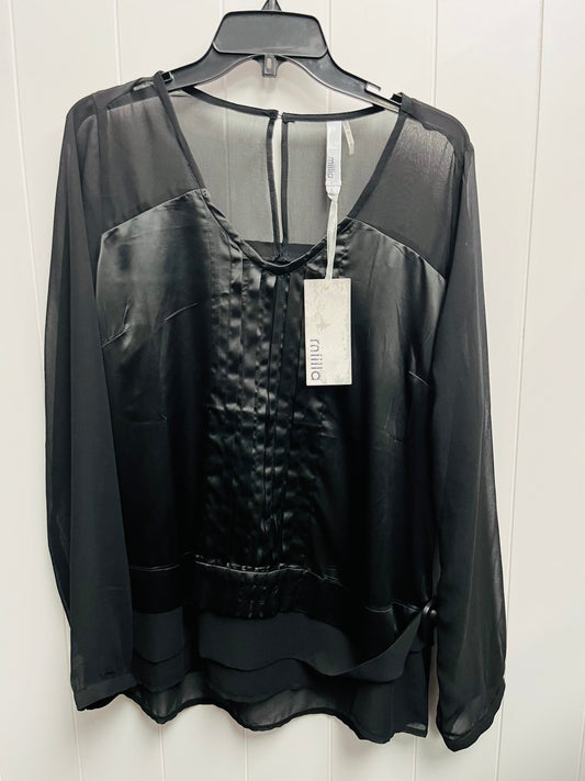 Blouse Long Sleeve By Clothes Mentor In Black, Size: L