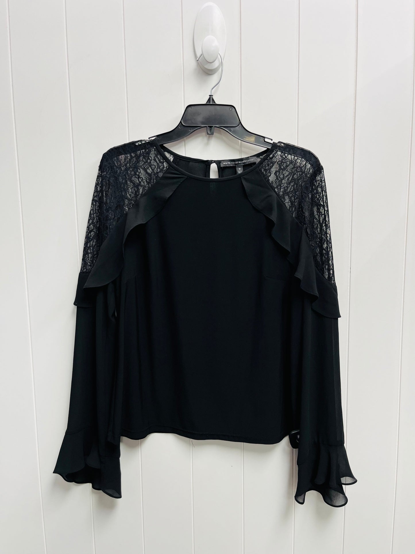 Blouse Long Sleeve By White House Black Market In Black, Size: M