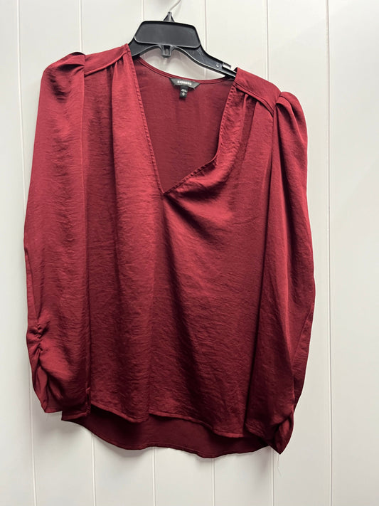 Blouse Long Sleeve By Express In Red, Size: M