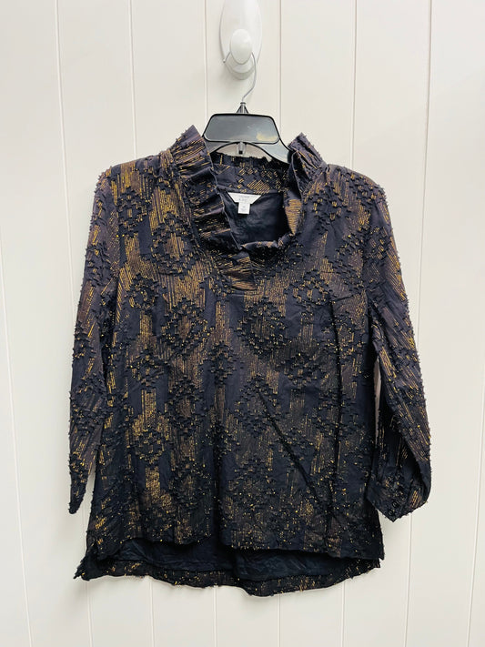 Top Long Sleeve By Crown And Ivy In Black & Gold, Size: M