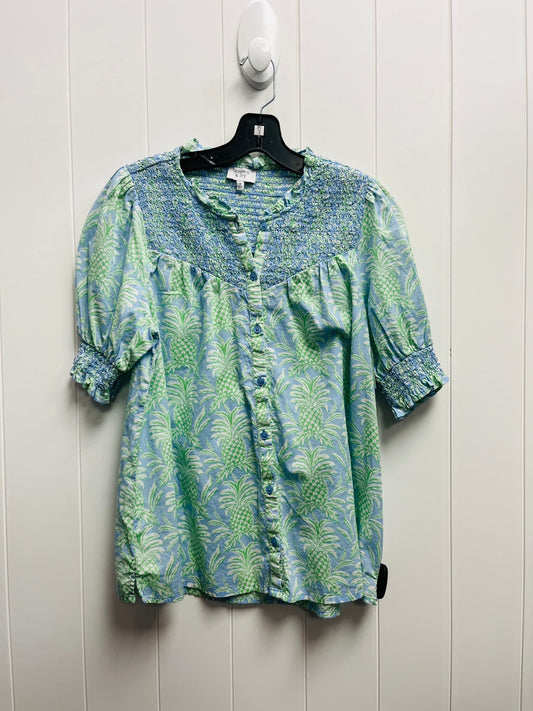 Blue & Green Top Short Sleeve Crown And Ivy, Size M