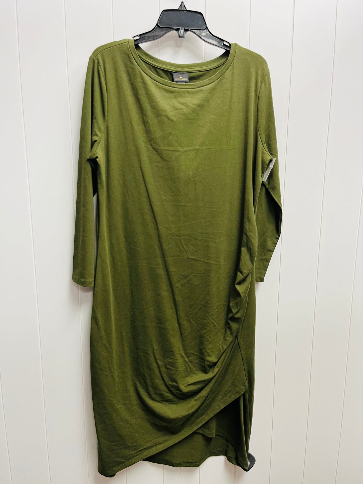 Green Dress Casual Midi Worthington, Size Xl