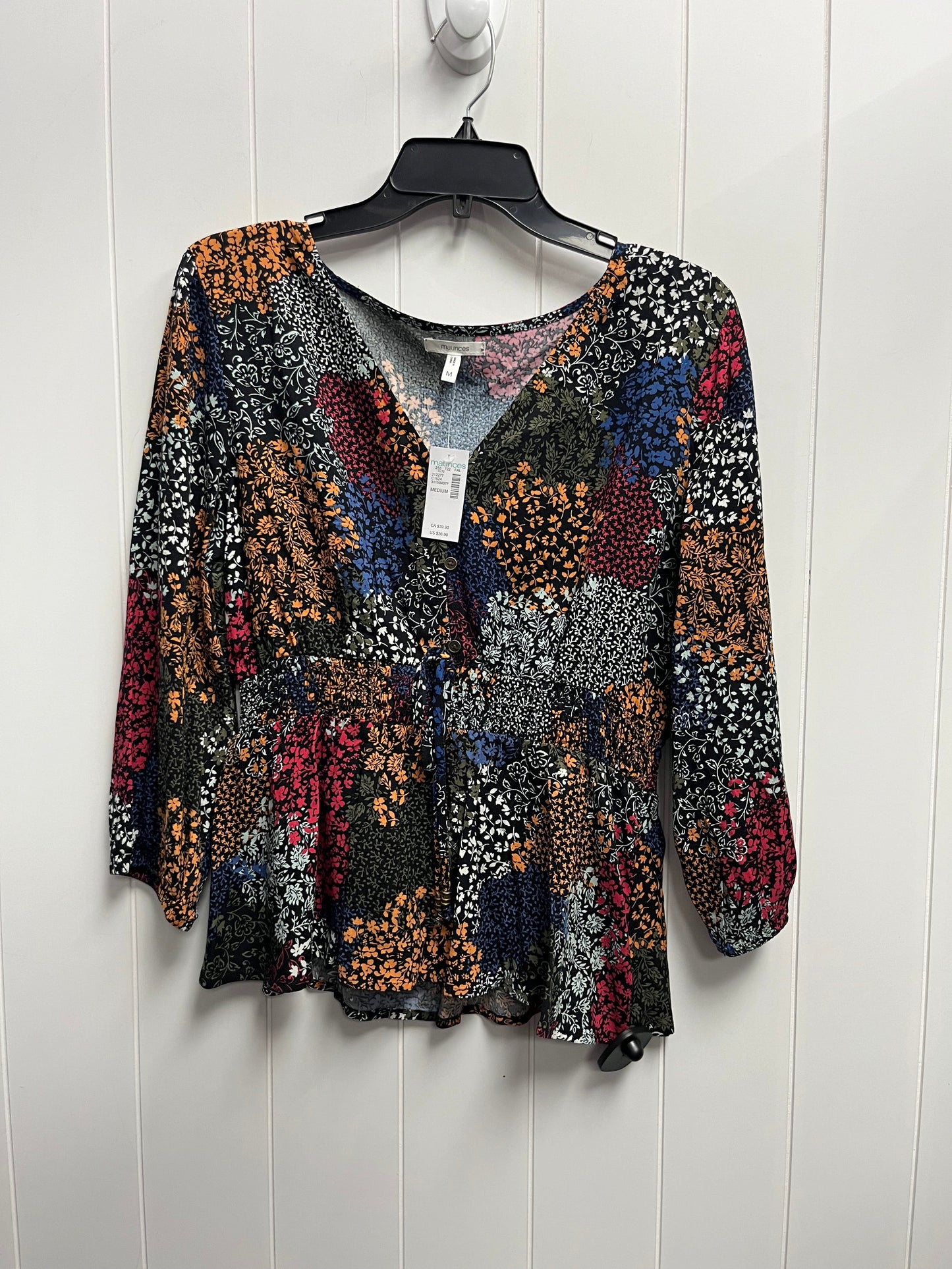 Top Long Sleeve By Maurices In Blue & Orange, Size: M