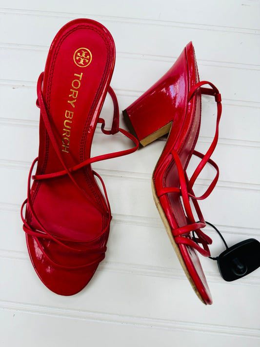 Red Sandals Designer Tory Burch, Size 10