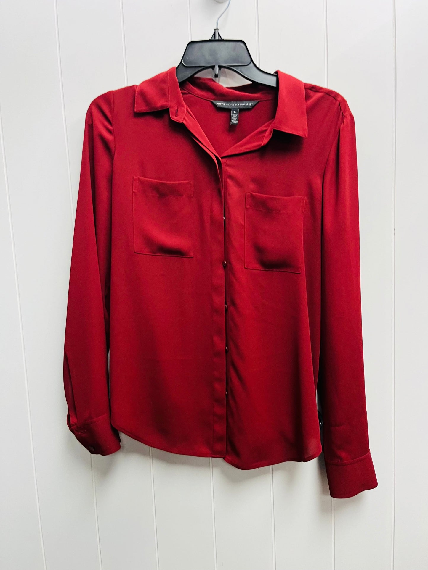 Top Long Sleeve By White House Black Market In Red, Size: 6