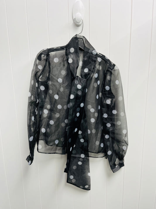 Blouse Long Sleeve By Clothes Mentor In Black & White, Size: M