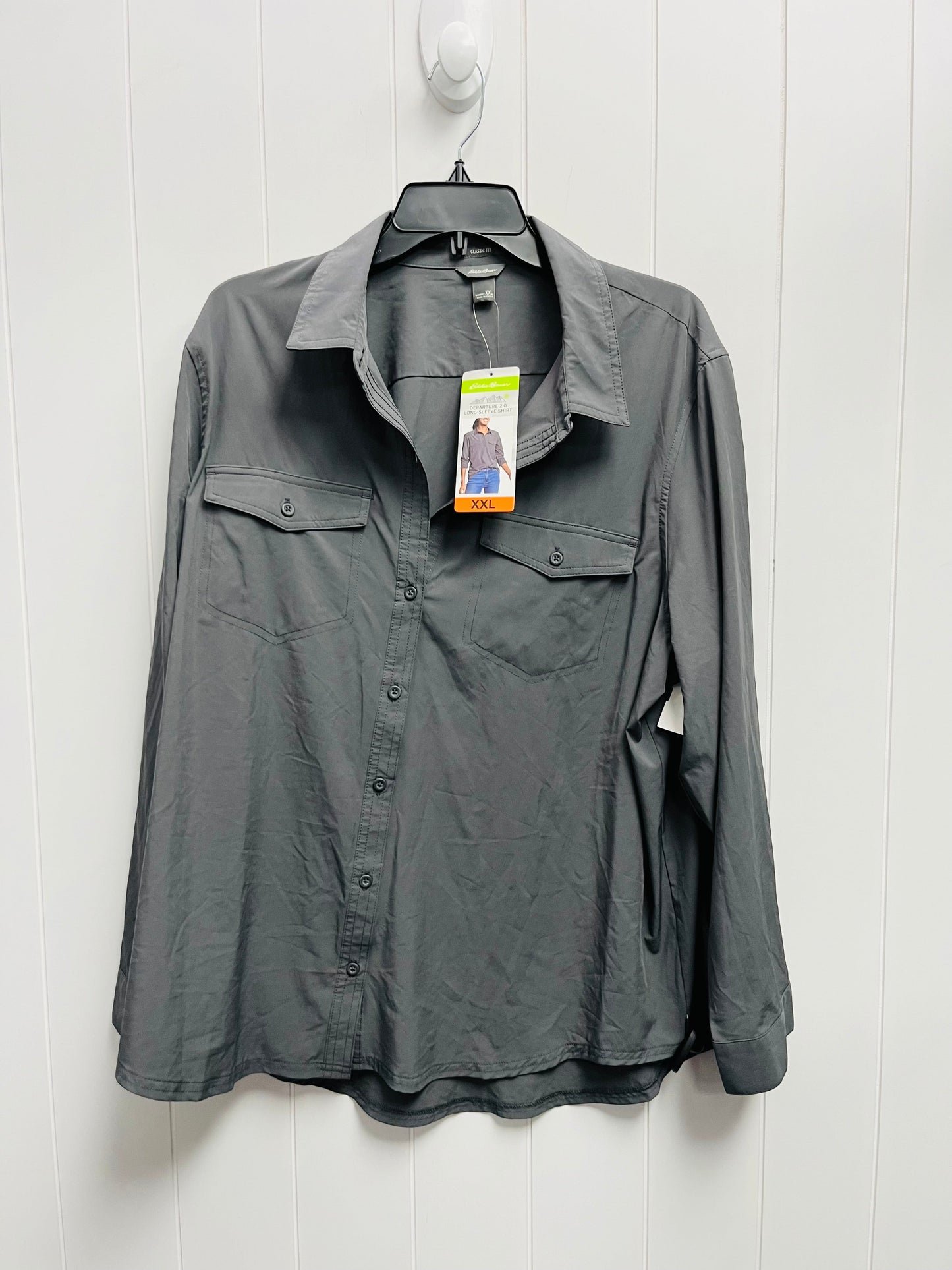 Top Long Sleeve By Eddie Bauer In Grey, Size: Xxl