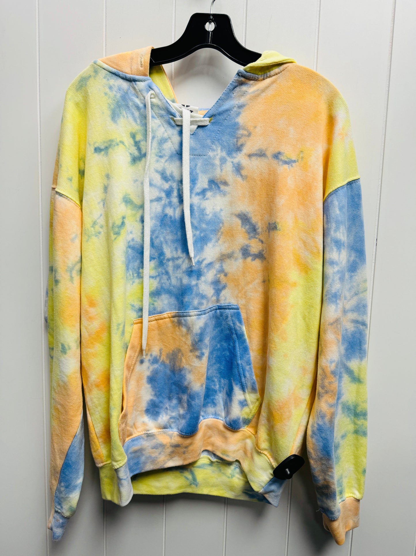 Sweatshirt Hoodie By EXSIT In Blue & Yellow, Size: M