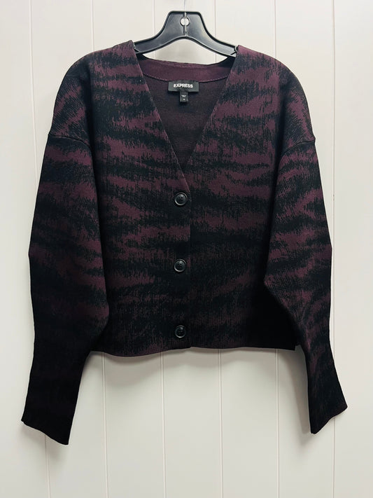 Cardigan By Express In Black & Purple, Size: M