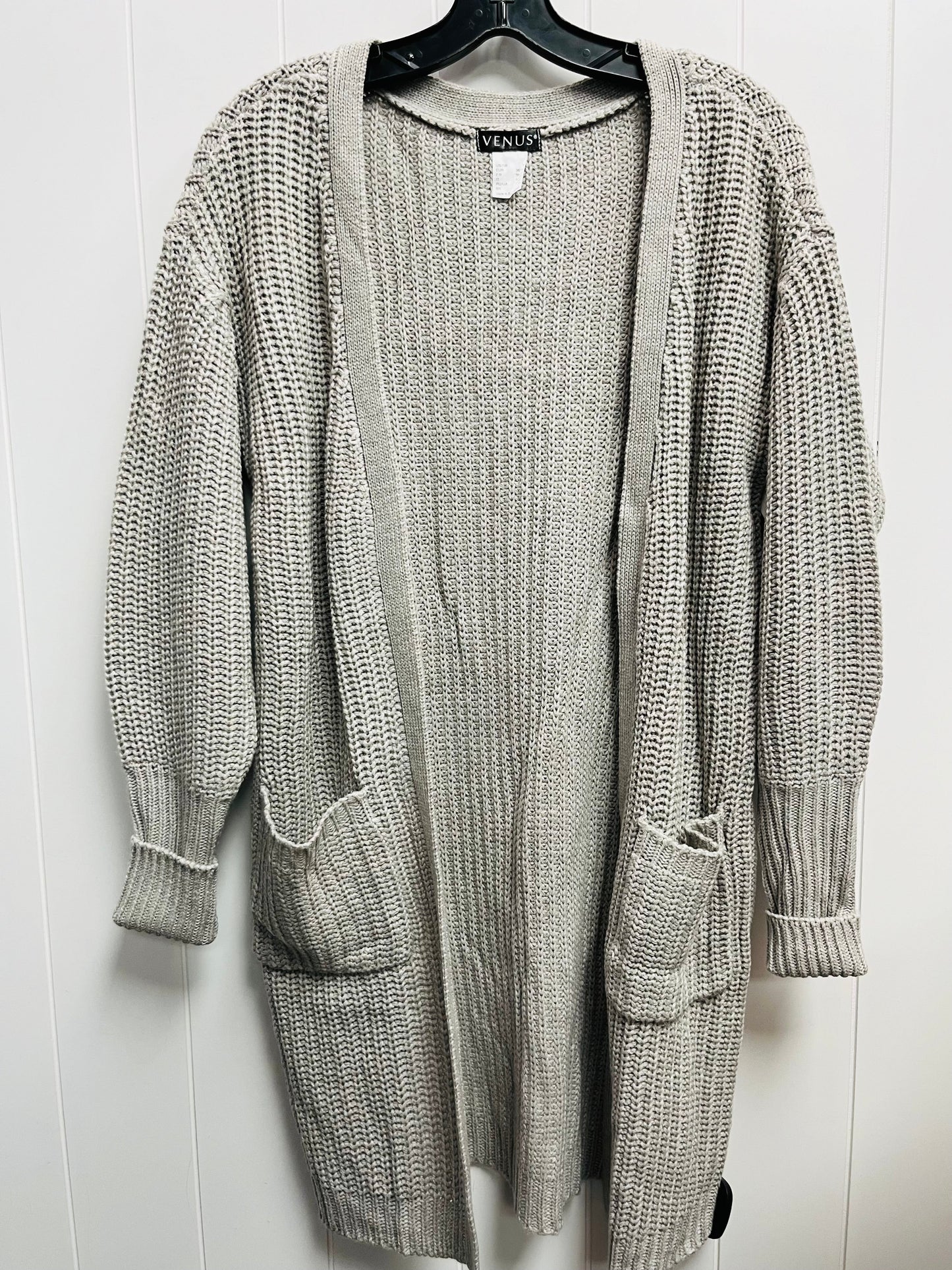 Sweater Cardigan By Venus In Grey, Size: S