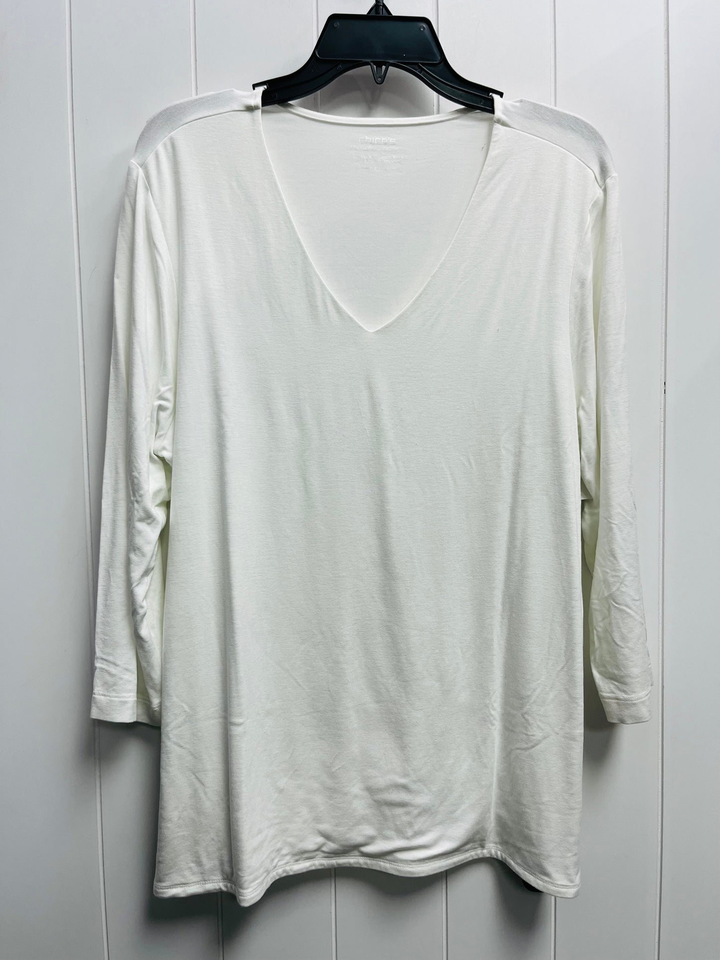 Top Long Sleeve By Chicos In White, Size: Xl