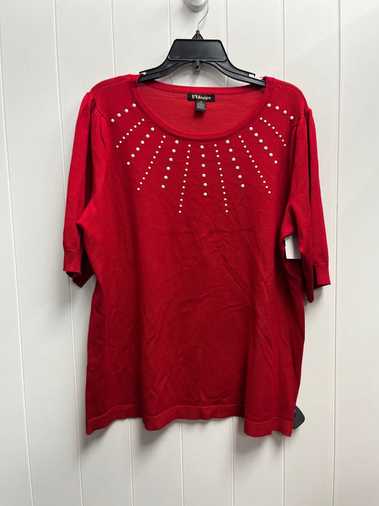 Sweater Short Sleeve By By Design In Red, Size: 1x