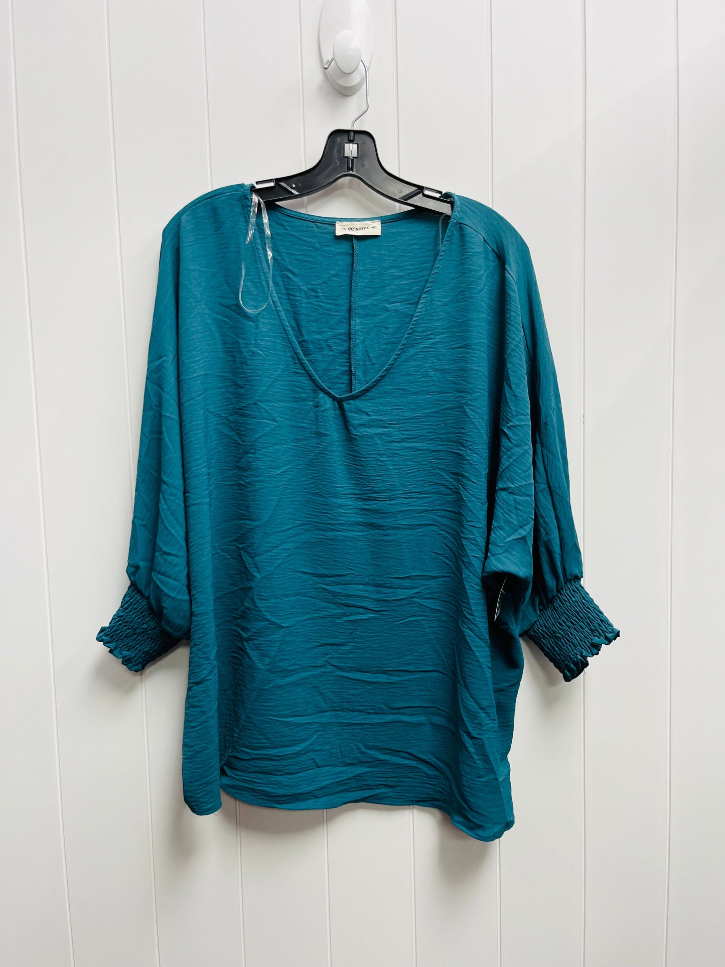 Blouse 3/4 Sleeve By Ee Some In Green, Size: L